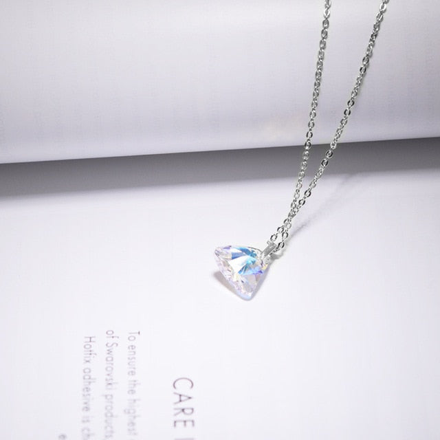 Mini Triangle Pendant Necklace Crystals From SWAROVSKI Elements Silver Color Necklaces For Women