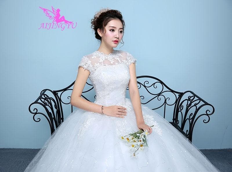 Elegant new hot selling ball gown lace up back formal wedding dress