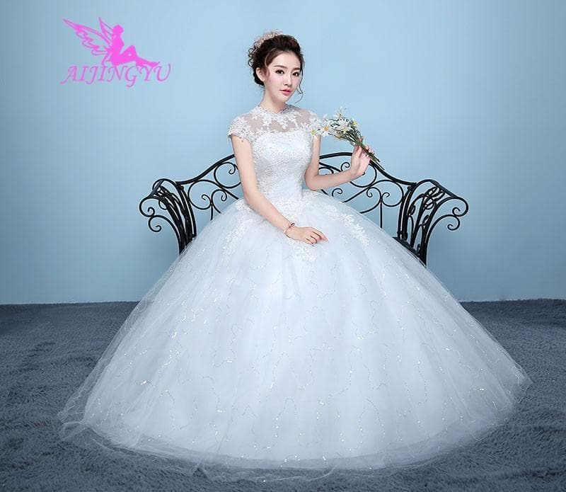 Elegant new hot selling ball gown lace up back formal wedding dress