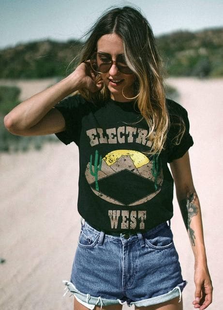 Hillbilly New Electric West Tee Womens southwestern t shirt-desert tshirt graphic tee vintage t-thin tshirt cactus shirt biker T