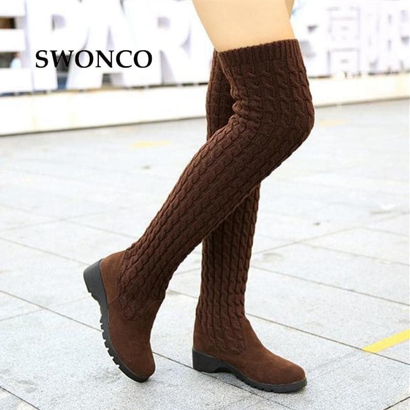 Knitting Wool  Thigh High Boots