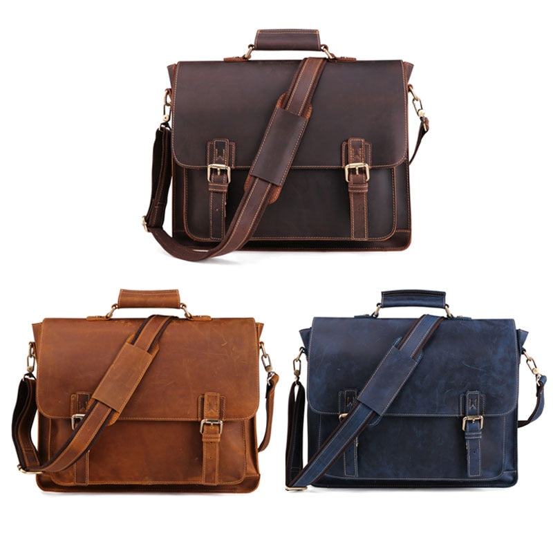 High Quality Genuine Leather Men Briefcase Casual Messenger Laptop Bag Business Men Briefcase Bag for Document Shoulder Bag
