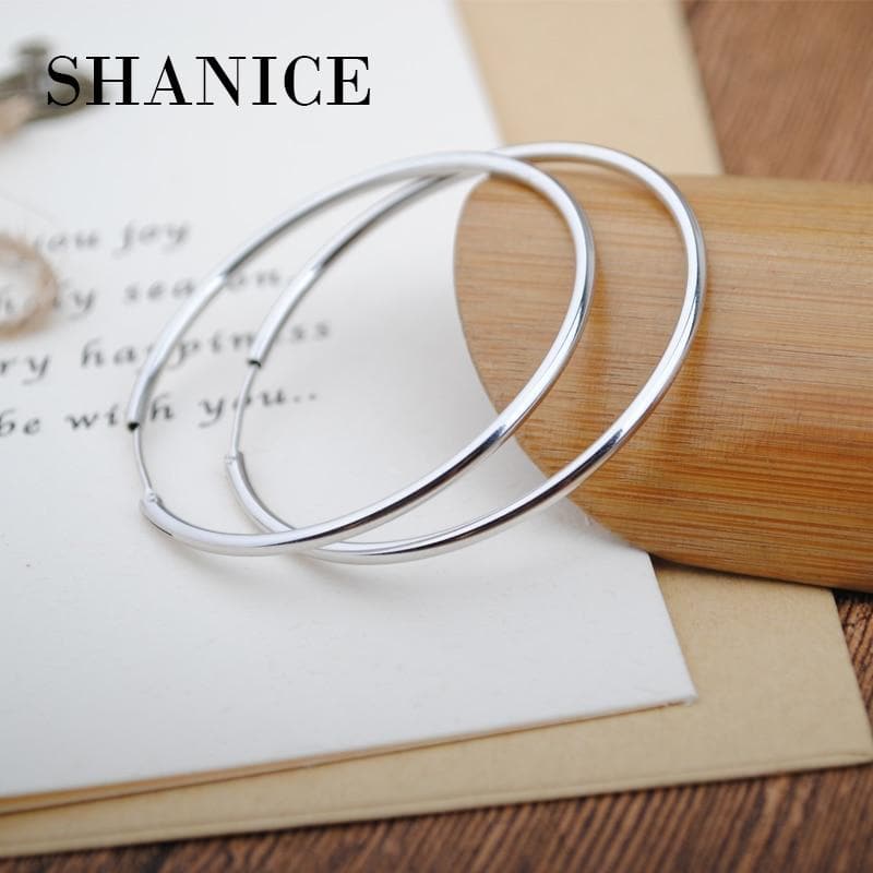 SHANICE Classic Round Hoop Earrings Genuine 925 Sterling Silver 10mm,15mm, 20mm, 30mm for Men Women Trendy Circle Earrings