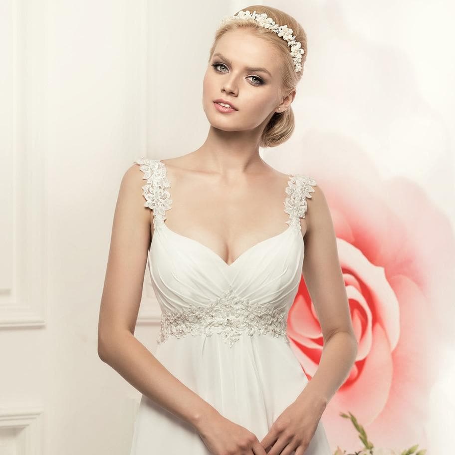 Simple Spaghetti Straps Chiffon Wedding Dresses Elegant Bohemian Empire Bridal Gown White/Ivory Vestido de Novia