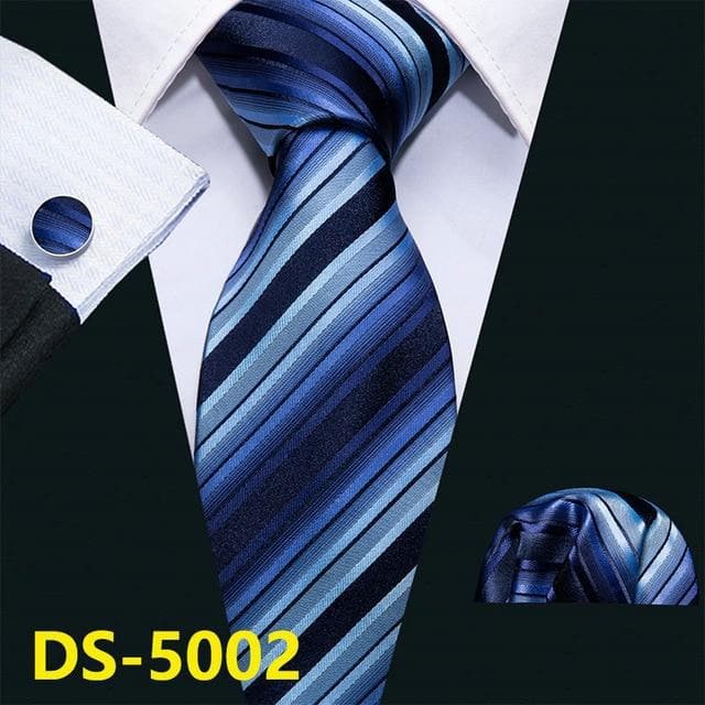 Men Tie Gold Navy Striped 100% Silk Tie Barry.Wang 3.4" Jacquard Party Wedding Woven Fashion Designers Necktie For Men DS-5032