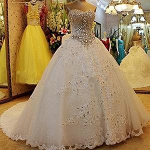 Premium Collections - Luxury Pearls Wedding Dress a line Shiny Wedding Gown Sweetheart Corset Wedding Dresses