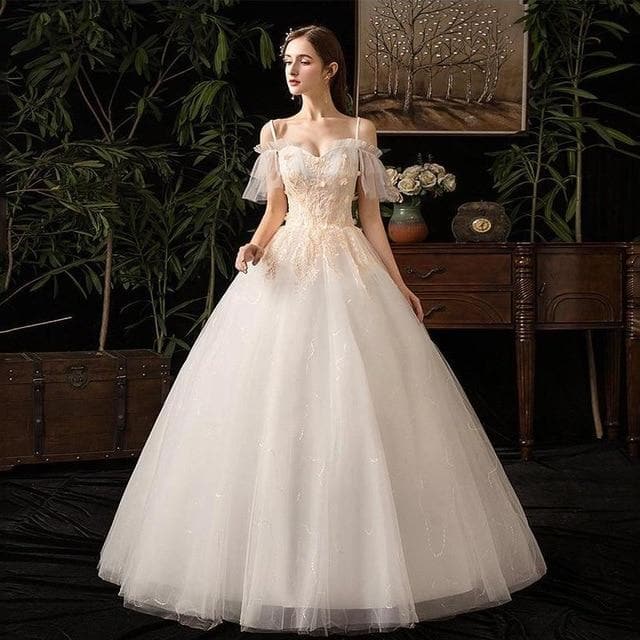 New Sexy Boat Neck Spaghetti Straps Wedding Dress Lace Applique Lace Up Plus Size Slim Bridal Gown Vestido De Noiva L